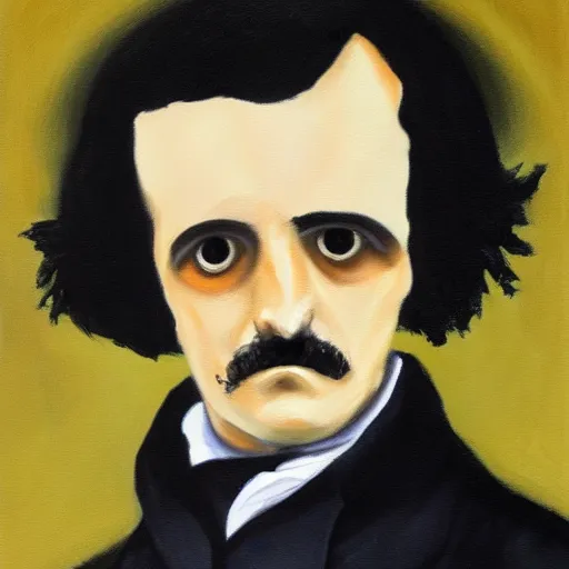 Prompt: award - winning painting of a edgar alan poe, full body shot