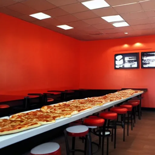 Prompt: the world ending inside a Pizza Hut