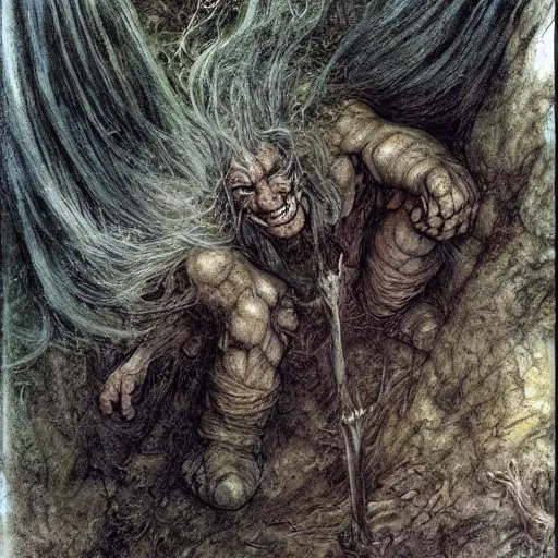 Image similar to a gigantic troll by brian froud and alan lee