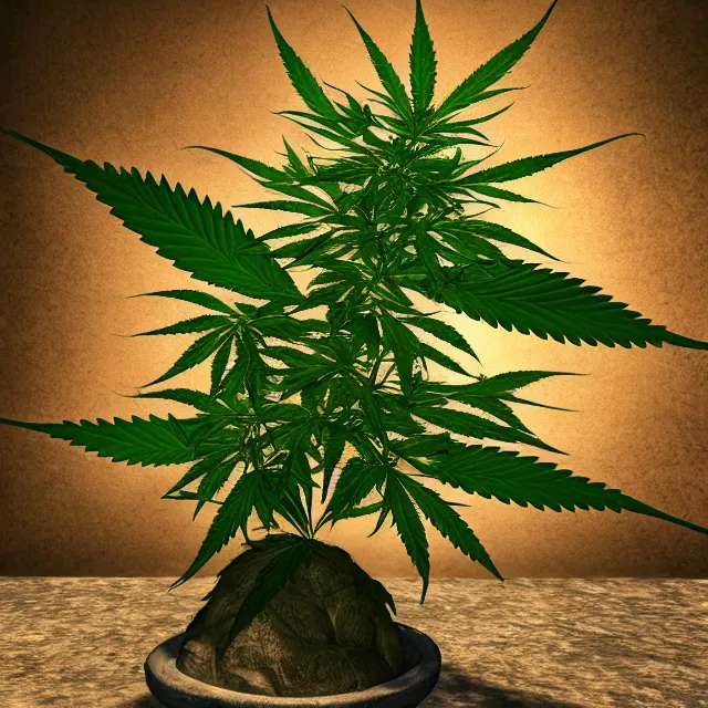 Image similar to cannabis plant in mortal kombat, fighter, 3 d videogame render, 4 k