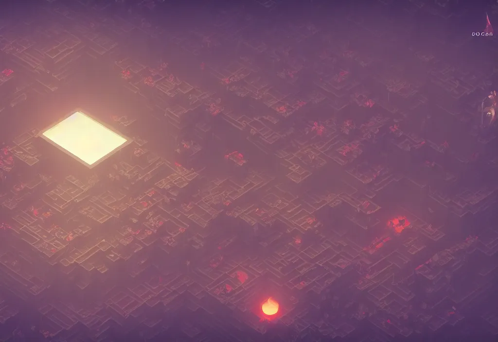 Image similar to isometric magicavoxel Bloodborne no mans sky cinematic lighting, 4k