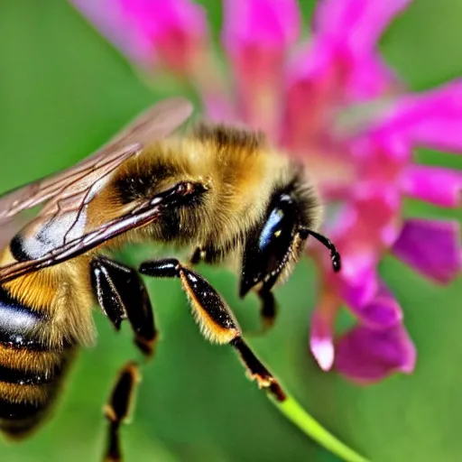 Prompt: bee looking for the last flower before the ice age