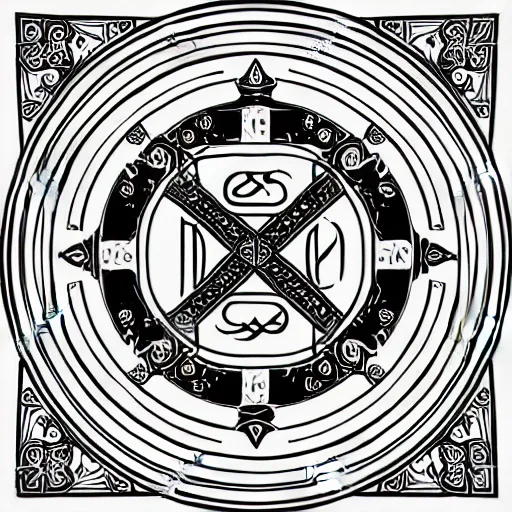 Image similar to graphic vector design of ancient christian trinity catholic seal, black and white, san benito, old testament medallion, circular, ornate, intricate,