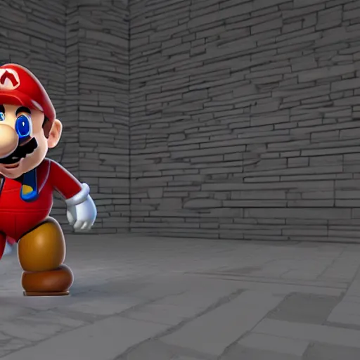 Image similar to A bot in the game Super Mario 64, unreal engine, highly detailed, 8k, vray