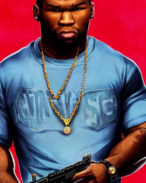 Prompt: a medium shot of 5 0 cent as a gta vc character, gta vc cover art