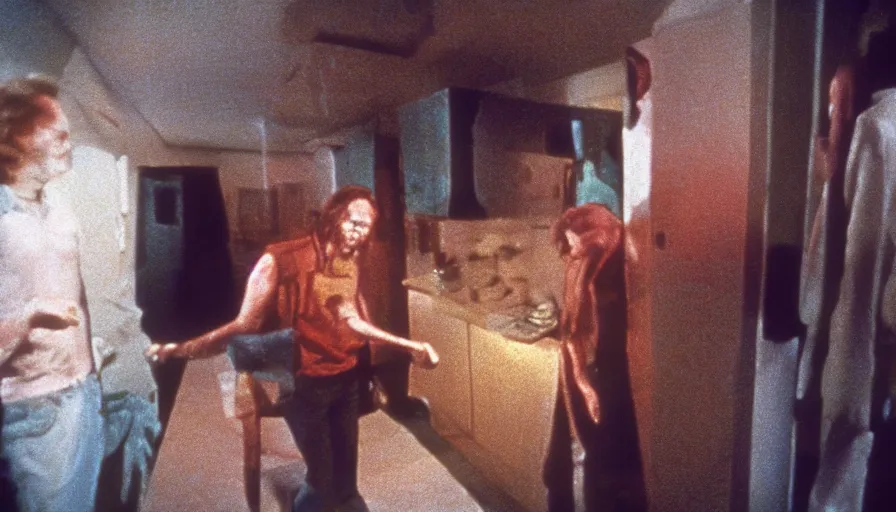 Prompt: 7 0 s film still from a horror movie about beavis and butt - head in real life, kodachrome, cinecolor, cinestill, film grain, film texture, retro, cinematic, high resolution, photorealism,