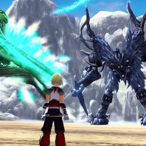 Prompt: joe biden fighting a monster in xenoblade chronicles