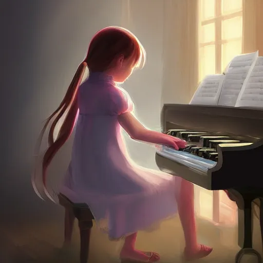 Prompt: a princess playing piano, Digital art, by wlop