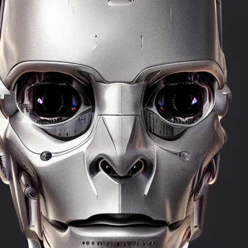 Prompt: a cyborg robot designed by tesla, hyper realistic, detailed portrait,