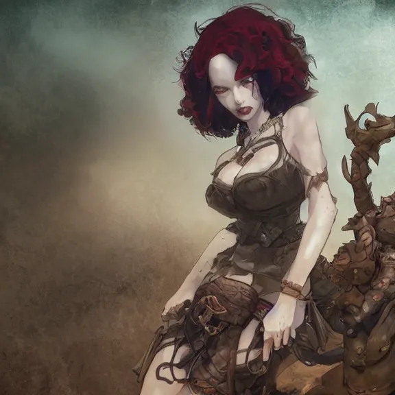 Image similar to christina hendricks!!!!! goth!!!!! cave painting, tankoban, 4 k, tone mapping, akihiko yoshida, james jean andrei riabovitchev marc simonetti, yoshitaka amano, long hair, curly, h. hydrochaeri