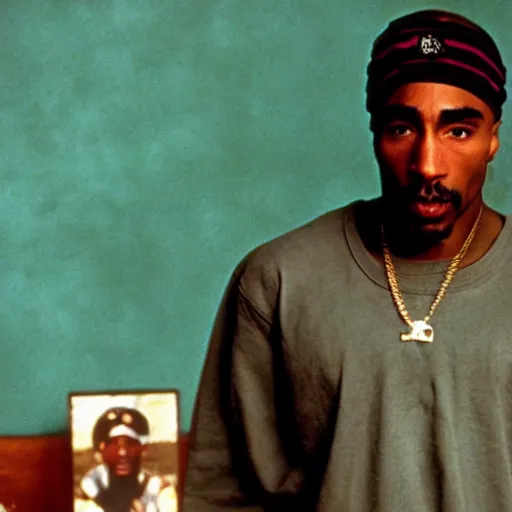 Image similar to a photograph of tupac shakur in twin peaks (1990)