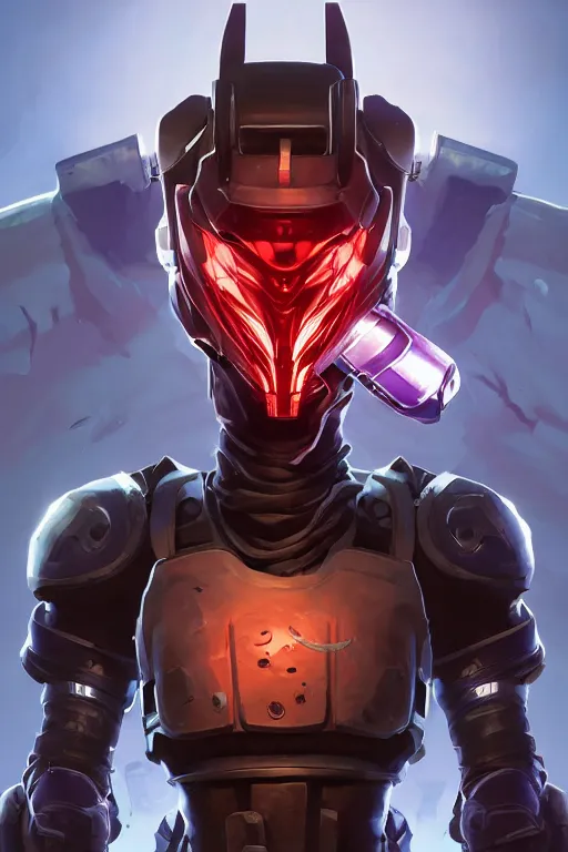 Image similar to epic mask helmet robot ninja portrait stylized as fornite style game design fanart by concept artist gervasio canda, behance hd by jesper ejsing, by rhads, makoto shinkai and lois van baarle, ilya kuvshinov, rossdraws global illumination radiating a glowing aura global illumination ray tracing hdr render in unreal engine 5