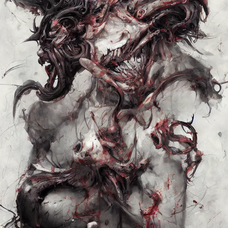 Image similar to oni demon in the style of adrian ghenie, 3 d render, esao andrews, jenny saville, surrealism, dark art by james jean, ross tran