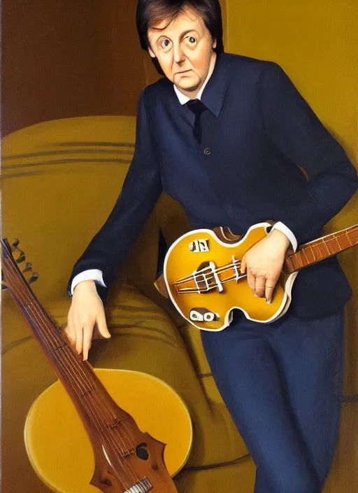 Prompt: a portrait painting of paul mccartney by John Currin