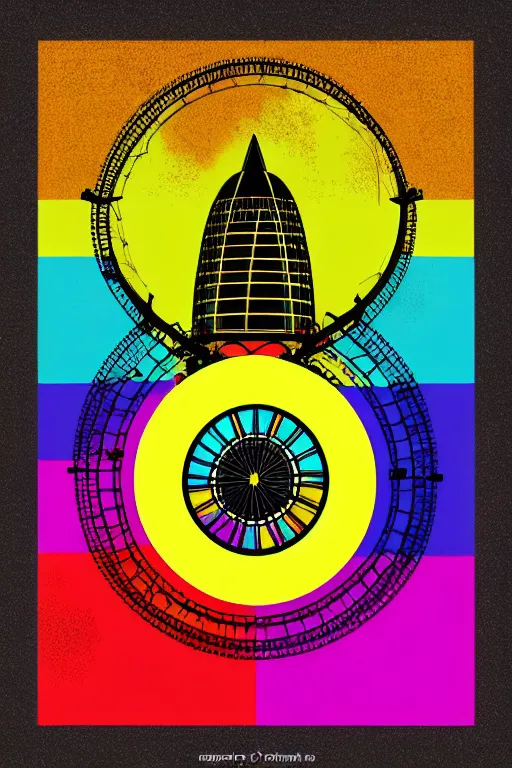 Image similar to minimalist boho style art of colorful london eye, illustration, vector art