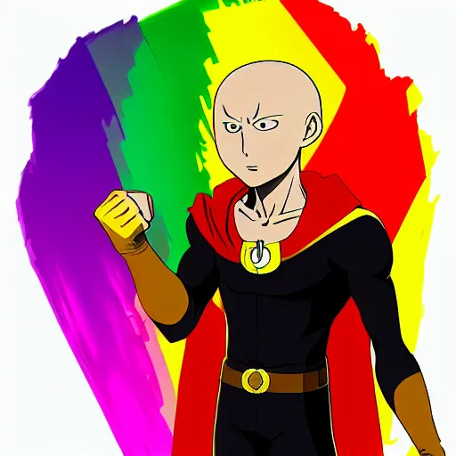 Image similar to stylized flat colour saitama one punch man gradient bright colours, stylized, 2 d,