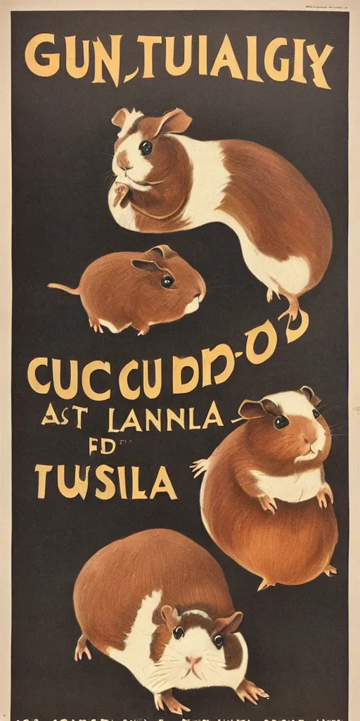 Prompt: a 1 9 1 0 s poster advertising guinea pigs