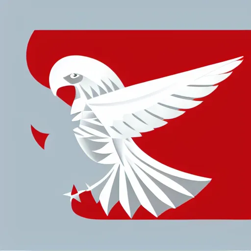 Image similar to geometric white eagle, flying above an open black book, icon, red background, vector, simple logo, cgsociety, artstation