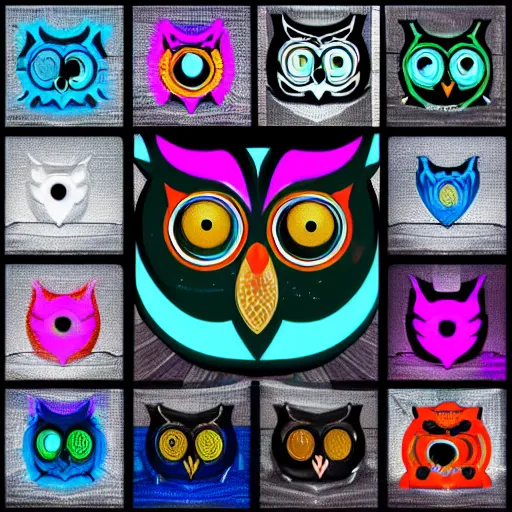 Prompt: owl logo cyberpunk cute 8 k