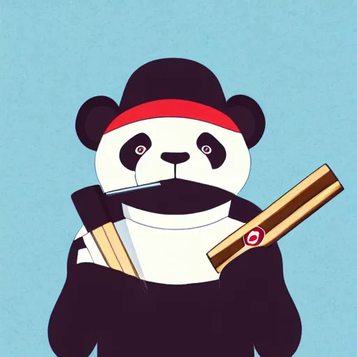 Prompt: patriotic anime panda bear smoking a cigar, 4 k, high resolution, still, landscape, hd, dslr, hyper realistic, illustration, anime