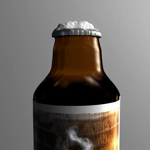 Prompt: photo of beer bottle, ultra realistic, cool smoke, ray tracing, ultra detailed, manly design, 3 5 mm, award winning photography, trending on artstation