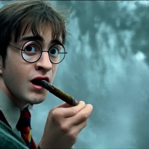 Prompt: Harry Potter smoking a blunt, cinematic