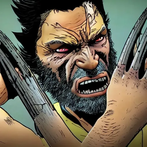 Prompt: wolverine in the walking dead 4 k detailed super realistic