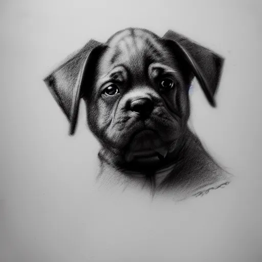 Prompt: sketch of a cut puppy, sharp focus, trending on artstation, cinematic lighting, hyper realism, 8 k, hyper detailed, vivid, ultra detailed, highly detailed