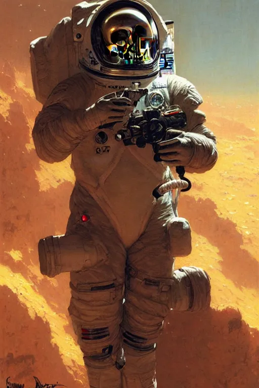 Image similar to skull in a nasa spacesuit portrait dnd, painting by gaston bussiere, craig mullins, greg rutkowski, yoji shinkawa