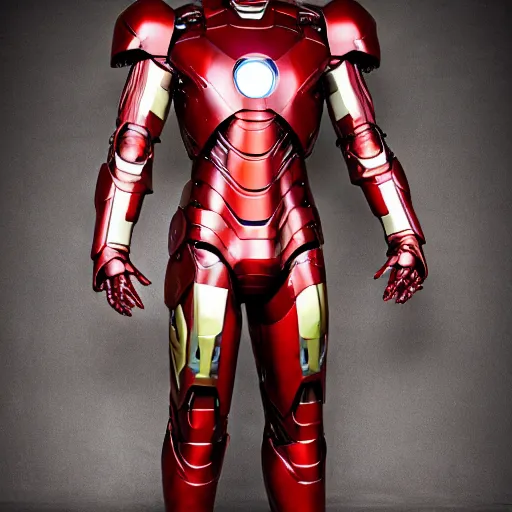 Image similar to ancient rusty medieval iron man suit. studio photography