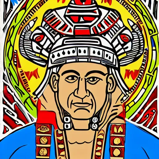 Image similar to benjamin netanyahu as aztec god painted, high detail, sharp focus, 4 k