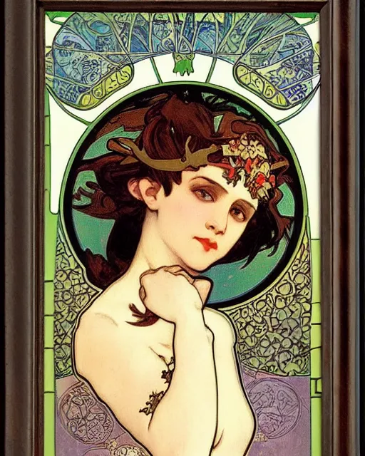 Image similar to an elf princess by Alphonse Mucha