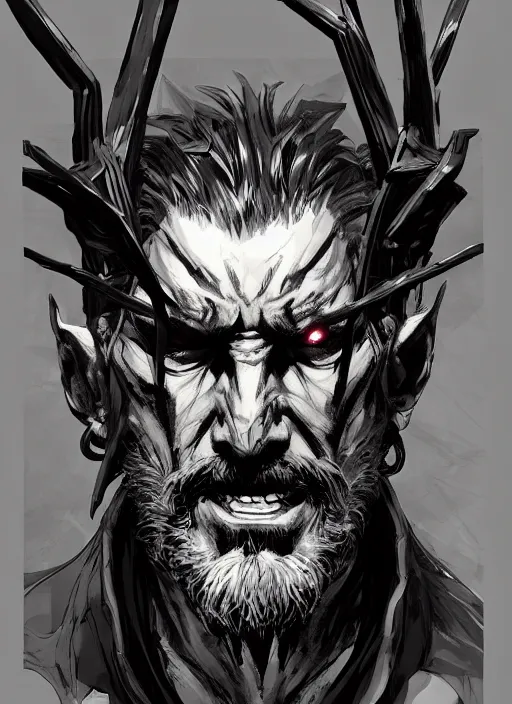 Prompt: half body portrait of an old male half man half spider elder in ornate robes. in style of yoji shinkawa and hyung - tae kim, trending on artstation, dark fantasy, great composition, concept art, highly detailed, dynamic pose, vibrant colours.