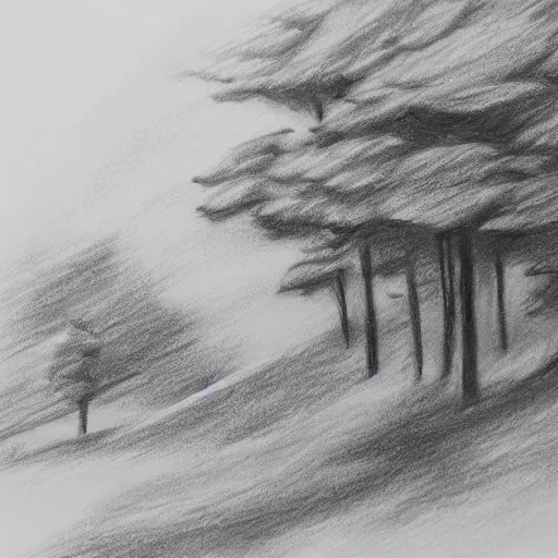 Image similar to beautiful landscape, pencil drawing, trending on artstation