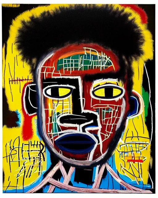 Image similar to A extremely highly detailed majestic hi-res beautiful immaculate head and shoulders award winning painting masterpiece of the face of a strong black african man by Jean-Michel Basquiat, 8k, high textures, hyper sharp, insanely detailed and intricate, super detailed, 8k HDR high quality