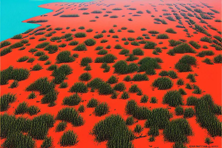 Prompt: ” aerial view of a vast landscape completely made of coral, vivid, high detail, concept art by balaskas christopher ”