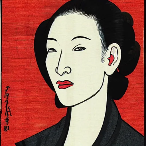 Image similar to ukiyo-e portrait of cate blanchett