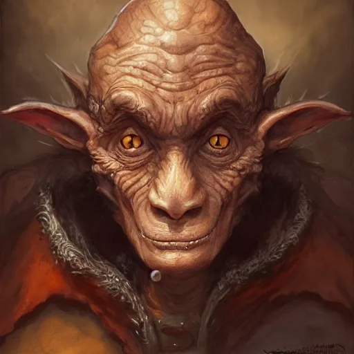 Prompt: a detailed portrait of a goblin sorcerer, by justin gerard and jean baptiste monge, digital art, realistic painting, dnd, character design, trending on artstation