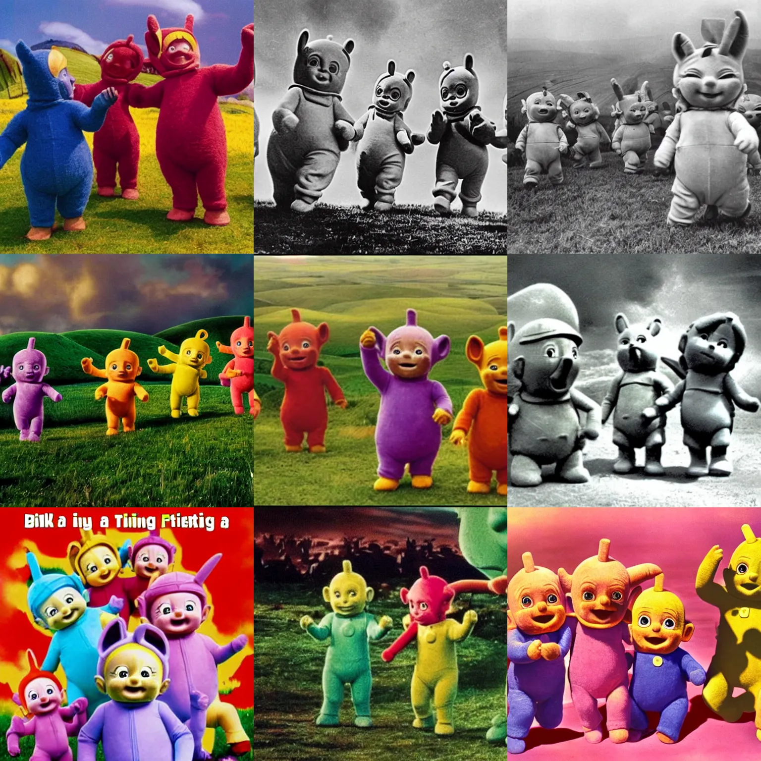 Prompt: teletubbies fighting in the first world war