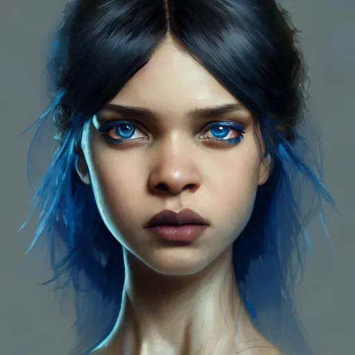 Prompt: a Photorealistic dramatic hyperrealistic bright blue eyes, African American girl, black hair, white veil,by WLOP,Artgerm,Greg Rutkowski,Alphonse Mucha, Beautiful dynamic dramatic dark moody lighting,shadows,cinematic atmosphere,Artstation,concept design art,Octane render,8k