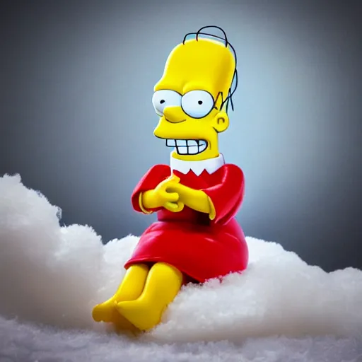 Prompt: a Homer Simpson doll in a snowball, photo studio, professional photo, HDR