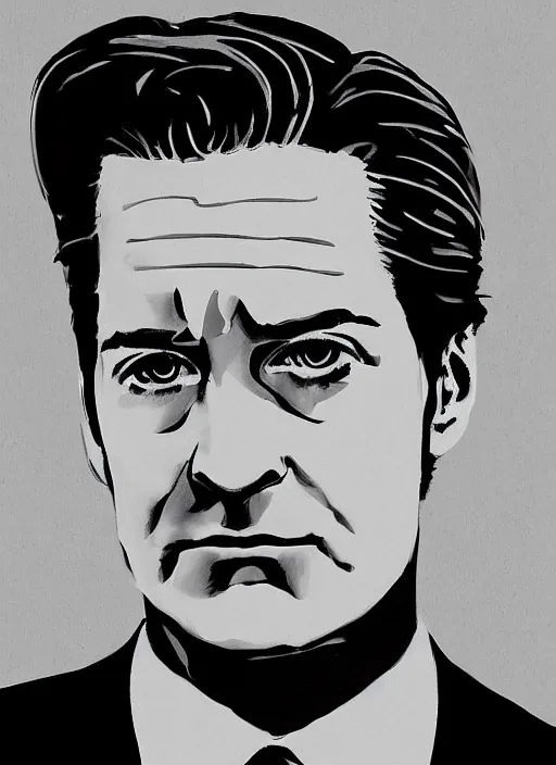 Image similar to portrait of kyle maclachlan as dale cooper by marc aspinall