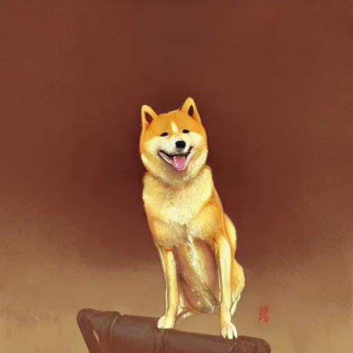 Image similar to portrait of a communist shiba inu dog as a soviet officer, tragic, elegant, fantasy, hd shot, digital portrait, beautiful, artstation, comic style, by artgerm, guy denning, jakub rozalski, magali villeneuve and charlie bowater