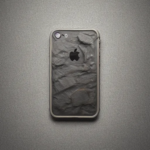 Prompt: prehistorical IPhone, made of Rock and some materials extracted from the nature, 4k, studio lights