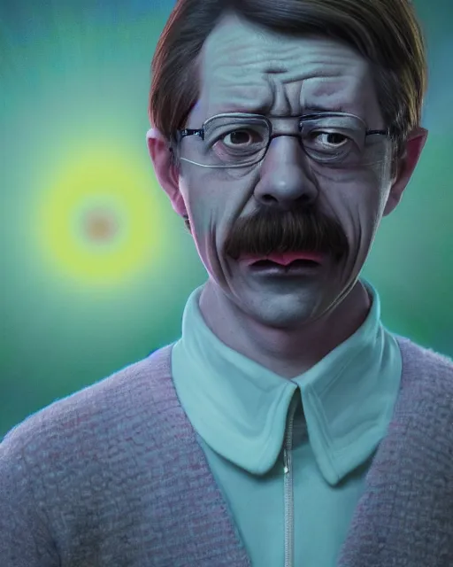 Prompt: portrait ultra dimensional ned flanders entity, accidentally tripping on dmt and acid, psychedelic experience, overwhelming psychosis of self realization and burning awakening, ultra high definition, unreal engine 5, hyperrealism, masterpiece composition, by casey weldon, barclay shaw 8 k photorealistic