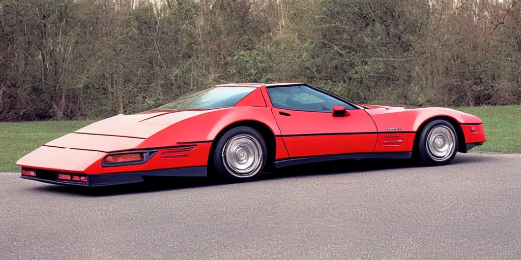 Image similar to “C8 corvette if it were made in the 1980s highly detailed, 4K”