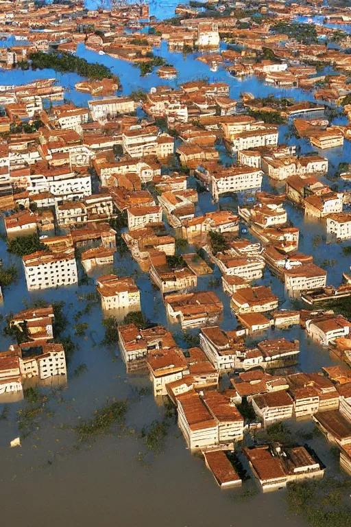 Prompt: a flooded Pescara City filled with orange juice, horror 1024 A