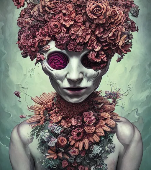 Image similar to portrait, nightmare anomalies, flowers by dariusz zawadzki, kenneth blom, mental alchemy, james jean, pablo amaringo, naudline pierre, contemporary art, hyper detailed