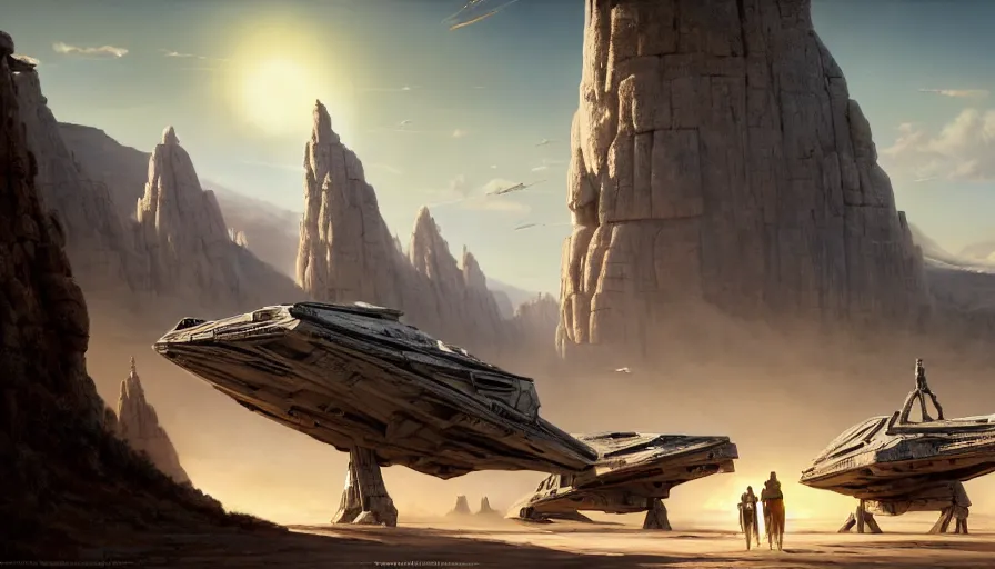 Image similar to star wars vehicle driving through madagascar with baobabs trees, tribe members chasing for an attach, action scene, an epic fantasy, artgerm and greg rutkowski and alphonse mucha, an epic fantasy, volumetric light, detailed, establishing shot, an epic fantasy, cinematic, photorealistic, ultrarealistic, trending on art station, octane render, midsommar