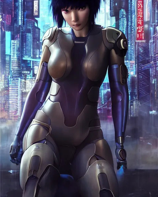 Image similar to weta disney pixar movie still portrait photo of motoko kusanagi ghost in the shell : : as cyborg woman by pixar : : by weta, wlop, ilya kuvshinov, rossdraws, artgerm, marvel, maxim cover, latex, octane render, sweaty, iridescent, bright morning, anime, liosh, mucha : :